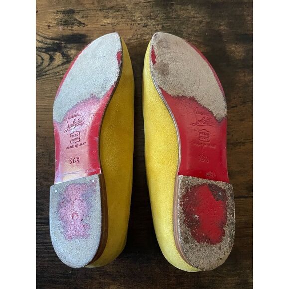 VNT Athletic Christian Louboutin Yellow Suede Flats Size 36.5 - Picture 9 of 9